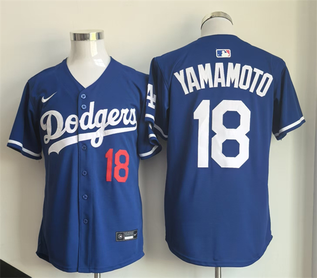 Men's Royal Los Angeles Dodgers #18 Yoshinobu Yamamoto Limited Stitched Baseball Jersey